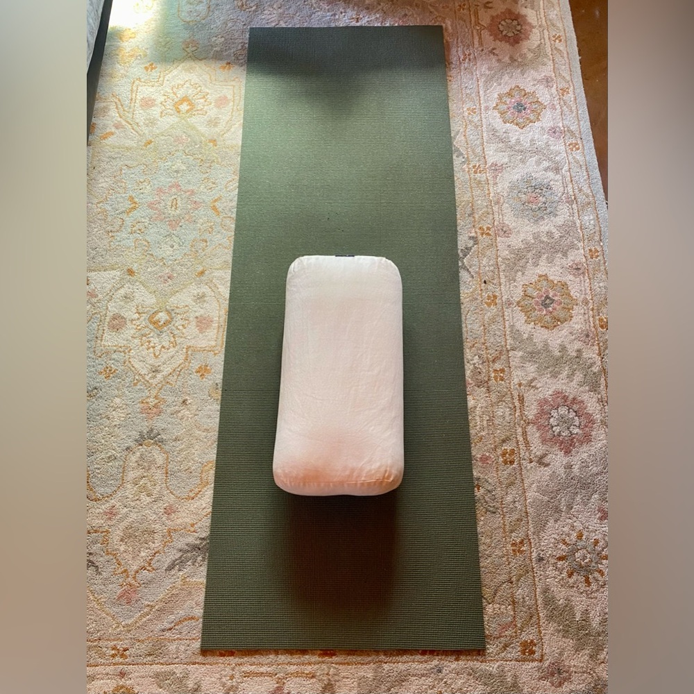 💚 SET of 2 Organic Cotton Bolster (Cover Zipper Broken) and Thick Green Yoga Mat